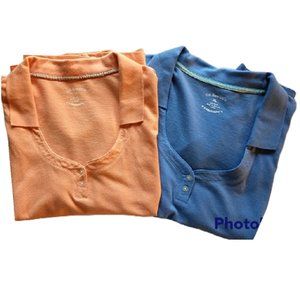 Set of 2 Sweetheart Neckline Collared Henley Tops XL